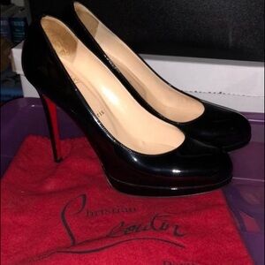 Authentic Christian Louboutin Glossy Black Heels with Red Soles